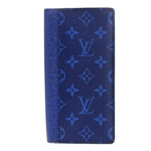 LOUIS VUITTON Portefeuille Brazza Bifold Wallet Taigarama Blue - Picture 1 of 15